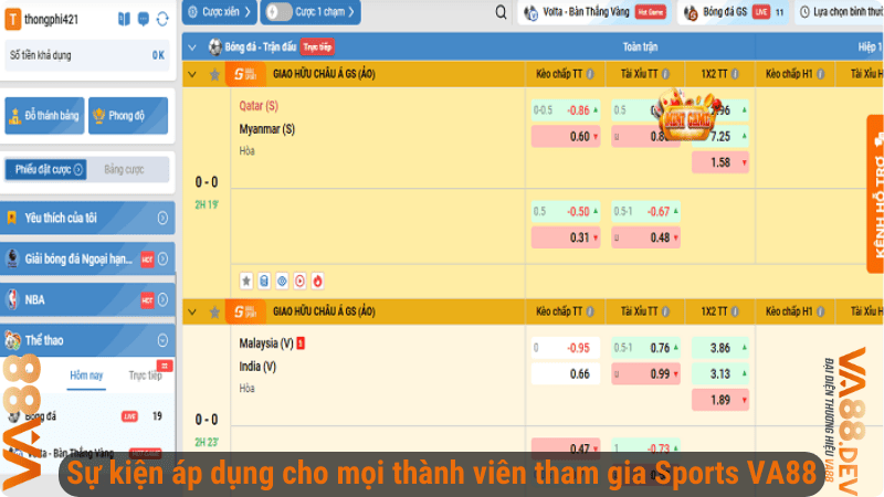 Sự kiện áp dụng cho mọi thành viên tham gia Sports VA88